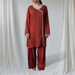 Ruby Red Golden Trim Suit